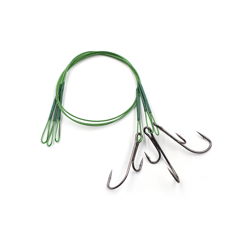 Поводок стальной NAMAZU Leader 1х7 Nylon Coated Green, d-0,33 мм, L-20 см, с живцовым крючком 4715 D