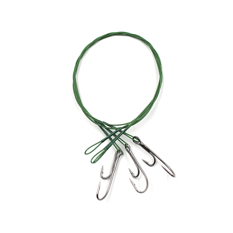 Поводок стальной NAMAZU Leader 1х7 Nylon Coated Green, d-0,48 мм, L-40 см, с живцовым крючком 4715 D