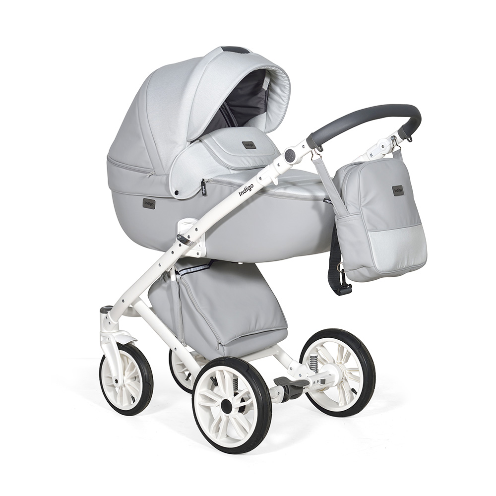 Коляска PORTO 2в1 (Indigo) (Po 08 (черная кожа+черный узор))