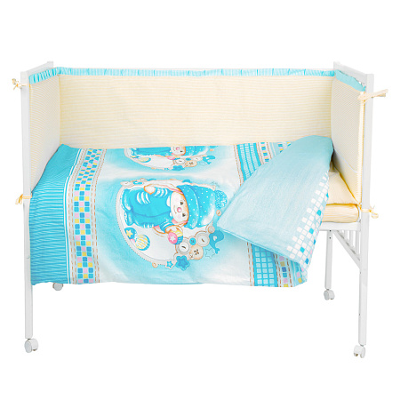 Комплект в кроватку 6 предм. "Зайка с пуговкой" (борт из 4-х частей), бязь (розовый)