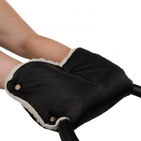 Муфта ЛЮКС для рук на коляску (мех) (черный арт.618)