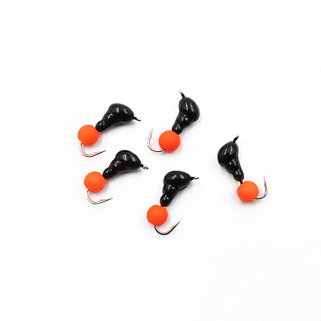 Мормышка безнасадочная ЯМАН "Муравей с ушком", вес 0,6 г, шарик оранжевый неон (уп. 5 шт.)