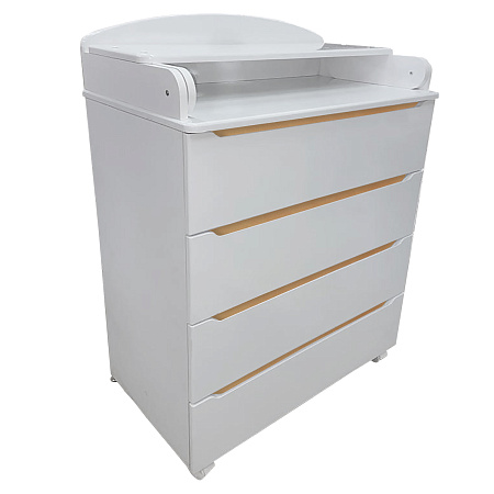 Комод "Indigo "Style" 800/4 с широким пеленальным столиком, МДФ (белый-натуральный)