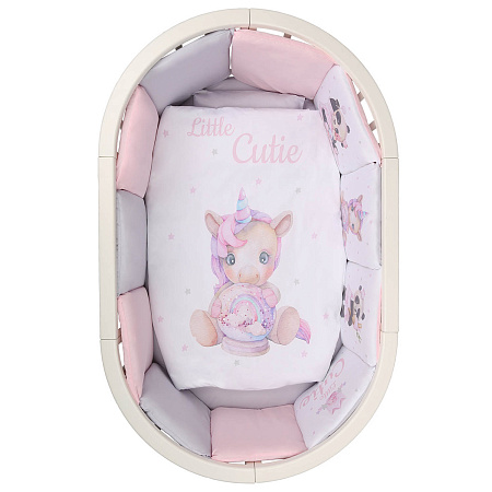 Комплект в кроватку 6 предм. "Доброй ночи" (подушечки), поплин, цифровая печать (зайка с пионом NEW)