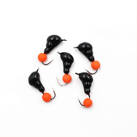 Мормышка безнасадочная ЯМАН "Муравей с ушком", вес 1,2 г, шарик оранжевый неон (уп. 5 шт.)