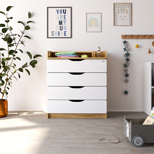 Комод Сириус-2 WOOD 804 ПВХ с шариковыми направляющими (аляска белая)