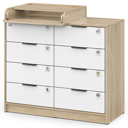 Комод "ZEUS" 1008 ЛДСП с шариковыми направляющими (в компл.2 упак.) (шимо светлый-белый)