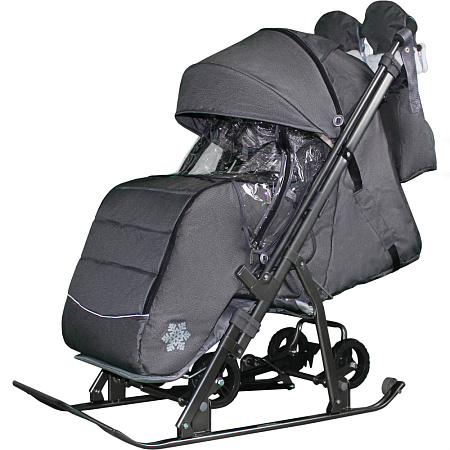 Коляска комбинированная GALAXY Kids 3-2 с термостежкой (лен крупный ромб пудра)