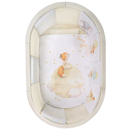 Комплект в кроватку 6 предм. "Доброй ночи" (подушечки), поплин, цифровая печать (зайка с пионом NEW)