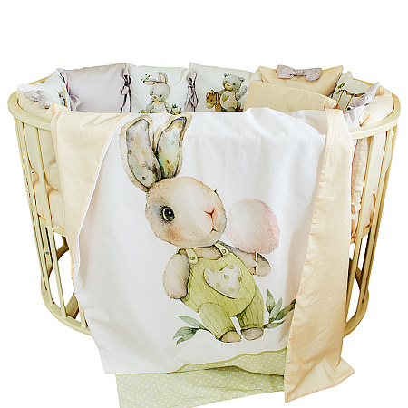 Комплект в кроватку 6 предм. "Сладкий зайка", сатин, поплин