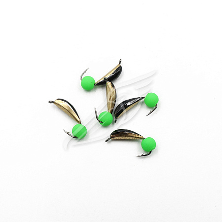 Мормышка вольф. безнасадочная "ЯМАН" Гвоздик №2(w), вес 0,50 гр., фц. зеленый шар, цв. латунь (уп. 5