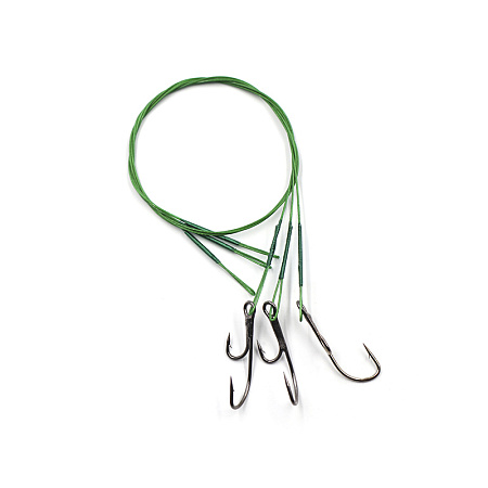 Поводок стальной NAMAZU Leader 1х7 Nylon Coated Green, d-0,39 мм, L-30 см, с живцовым крючком 4715 D