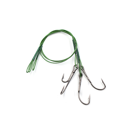 Поводок стальной NAMAZU Leader 1х7 Nylon Coated Green, d-0,42 мм, L-20 см, с живцовым крючком 4715 D