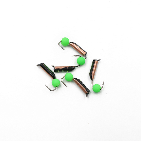 Мормышка вольф. безнасадочная "ЯМАН" Столбик №5, d-2 мм, L-9.5 мм, вес 0,65 гр., фц. зеленый шар, цв