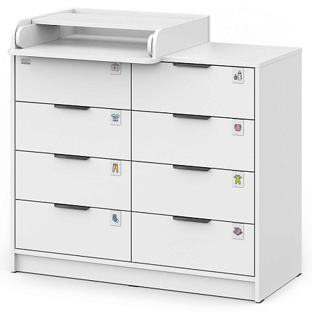 Комод "ZEUS" 1008 ЛДСП с шариковыми направляющими (в компл.2 упак.) (шимо светлый-белый)