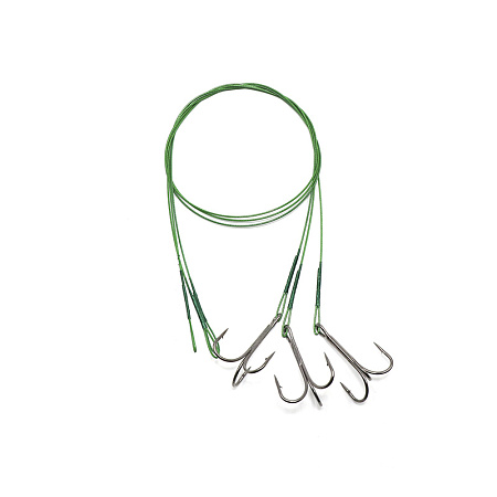 Поводок стальной NAMAZU Leader 1х7 Nylon Coated Green, d-0,48 мм, L-40 см, с тройным крючком 35647 R