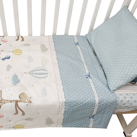 КПБ 3 предм. "Жирафик", бязь (голубой)