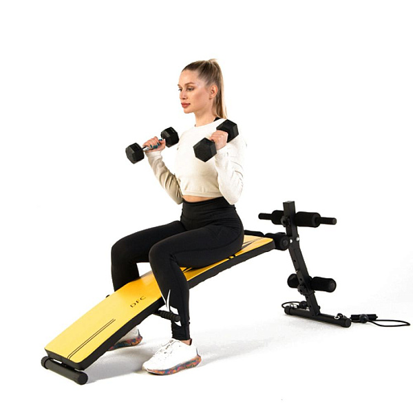 Скамья для пресса DFC гантели, эспандеры D102RY