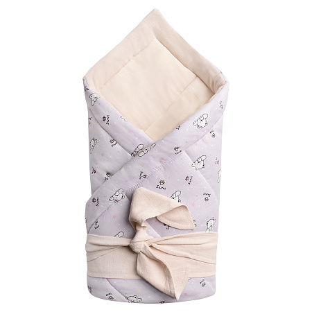 Комплект на выписку 2 предм.(одеяло, пояс) "Милашки" 200 гр, вельбоа, лен (мишки)