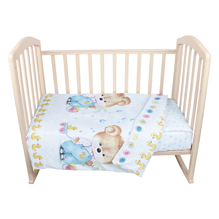 КПБ 3 предм. "Медвежонок с уточкой", поплин