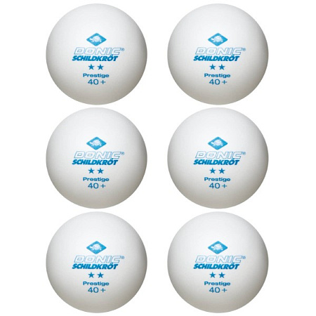 Мяч для настольного тенниса Donic 2* Prestige, белый 6 шт.