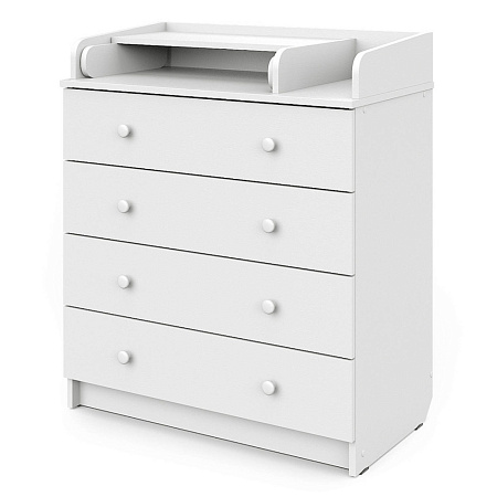 Комод Сириус-2 804 ЛДСП с шариковыми направляющими (шимо светлый-белый)