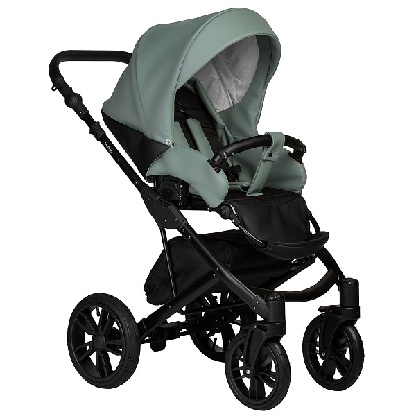 Коляска MIO ECO 2в1 (Indigo) (05 (черная кожа+шалфей кожа))