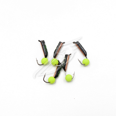 Мормышка вольф. безнасадочная "ЯМАН" Столбик №5, d-2 мм, L-9.5 мм, вес 0,65 гр., фц. желтый шар, цв.