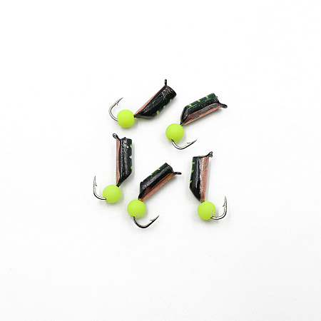 Мормышка вольф. безнасадочная "ЯМАН" Столбик №8, d-3 мм, L-9.5 мм, вес 1,20 гр., фц. желтый шар, цв.