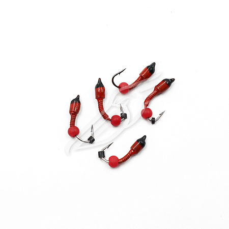 Мормышка вольф. безнасадочная "ЯМАН" Лесотка №2, d-2,5 мм, L-8 мм, вес 0,35 г, фц. красный шар, цв.
