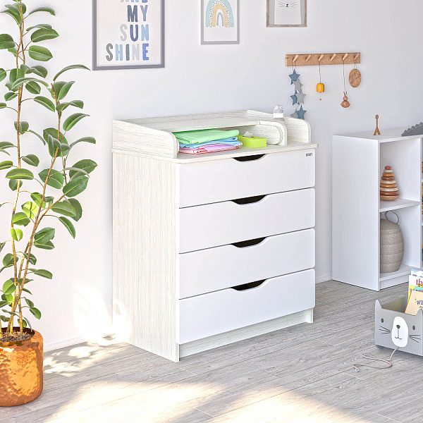 Комод Сириус-2 WOOD 804 ПВХ с шариковыми направляющими (аляска белая)