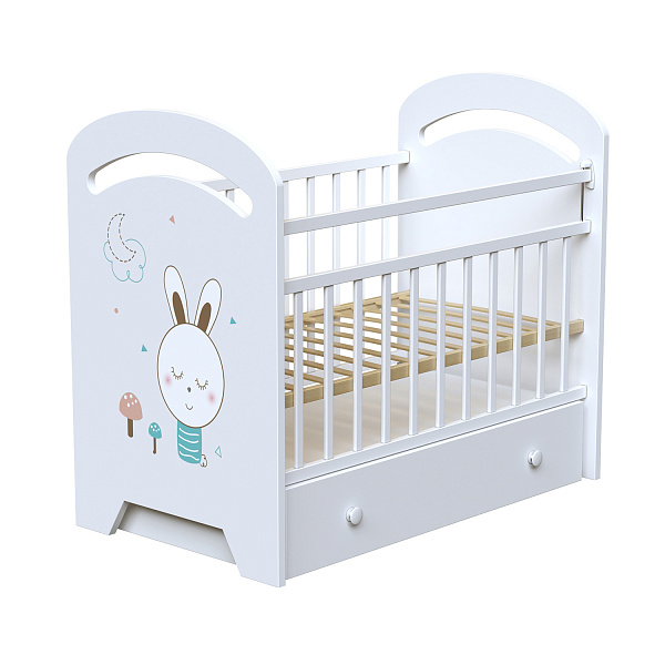 Кровать детская Lucy (фигур.спин., маятник, ящик) (слоновая кость)