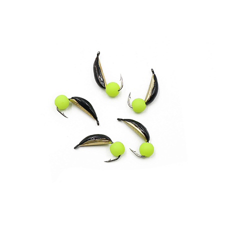 Мормышка вольф. безнасадочная "ЯМАН" Капелька №2, вес 0,50 гр., фц. желтый шар, цв. латунь (уп. 5 шт