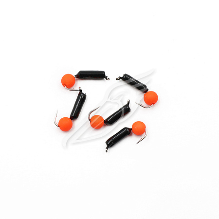 Мормышка безнасадочная ЯМАН "Гвоздешарик" черный, d-2 мм, вес 0,45 г, шарик оранжевый неон (уп. 5 ш