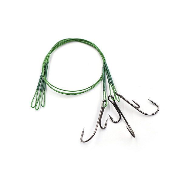 Поводок стальной NAMAZU Leader 1х7 Nylon Coated Green, d-0,33 мм, L-20 см, с живцовым крючком 4715 D