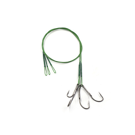 Поводок стальной NAMAZU Leader 1х7 Nylon Coated Green, d-0,42 мм, L-30 см, с живцовым крючком 4715 D