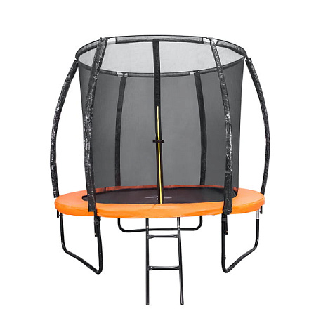 Батут DFC KENGOO II 6ft внутр.сетка, лестница, оранж/черн (183см)