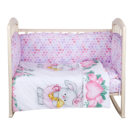 Комплект в кроватку 6 предм. "Зайка балерина" (борт из 4-х частей), поплин