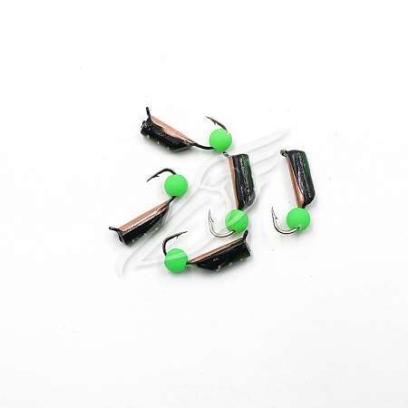 Мормышка вольф. безнасадочная "ЯМАН" Столбик №8, d-3 мм, L-9.5 мм, вес 1,20 гр., фц. зеленый шар, цв