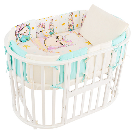 Комплект в кроватку 6 предм. "Малыши" (подушечки), перкаль (Indigo) (совушки)