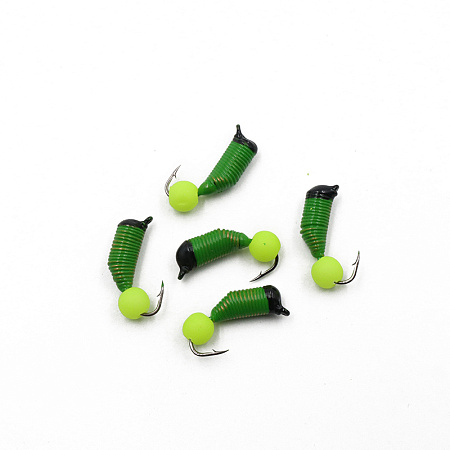 Мормышка вольф. безнасадочная "ЯМАН" Ручейник №6, d-2.5 мм, L-8.5 мм, вес 0,80 гр., фц. желтый шар,