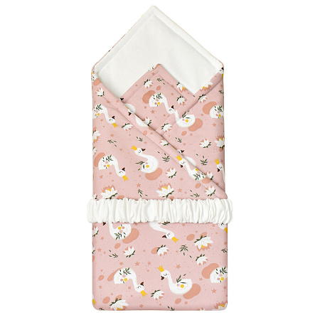 Комплект на выписку 7 предм.(плед, набор одежды, пояс) "Летний" интерлок пенье (лебеди)