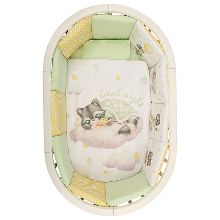Комплект в кроватку 6 предм. "Доброй ночи" (подушечки), поплин, цифровая печать (зайка с пионом NEW)