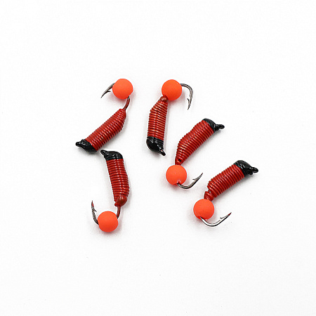 Мормышка вольф. безнасадочная "ЯМАН" Ручейник №5, d-2 мм, L-9.5 мм, вес 0,68 гр., фц. красный шар, ц