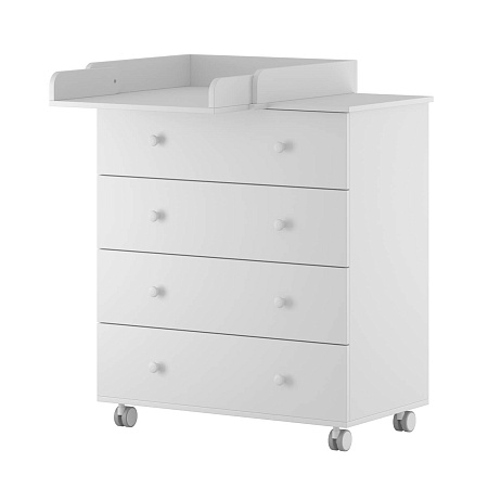 Комод NOVA 800/4 с легкосъемным откидным пеленальным столиком, ЛДСП (белый-дуб)