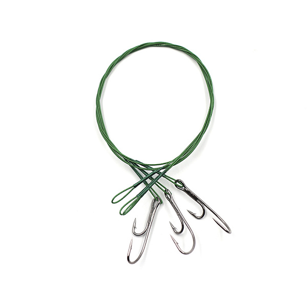 Поводок стальной NAMAZU Leader 1х7 Nylon Coated Green, d-0,48 мм, L-40 см, с живцовым крючком 4715 D