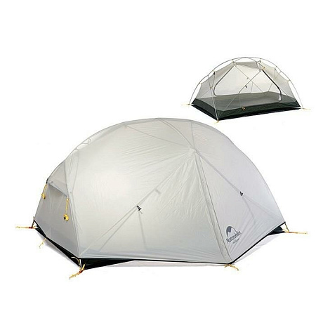 Палатка Naturehike Mongar NH17T007-M 20D двухместная сверхлегкая , серая, 6927595708071