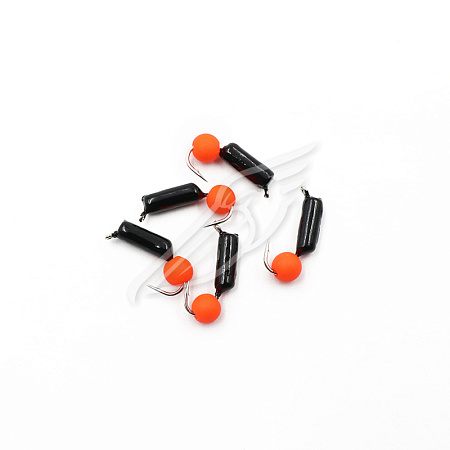 Мормышка безнасадочная ЯМАН "Гвоздешарик" черный, d-2,5 мм, вес 0,6 г, шарик оранжевый неон (уп. 5 ш
