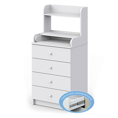 Комод Сириус 604 Полка ЛДСП с шариковыми направляющими (бодега светлый-белый)