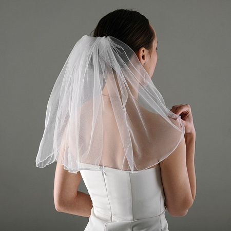 Фата вуаль «Цветочная», белая, 40 см